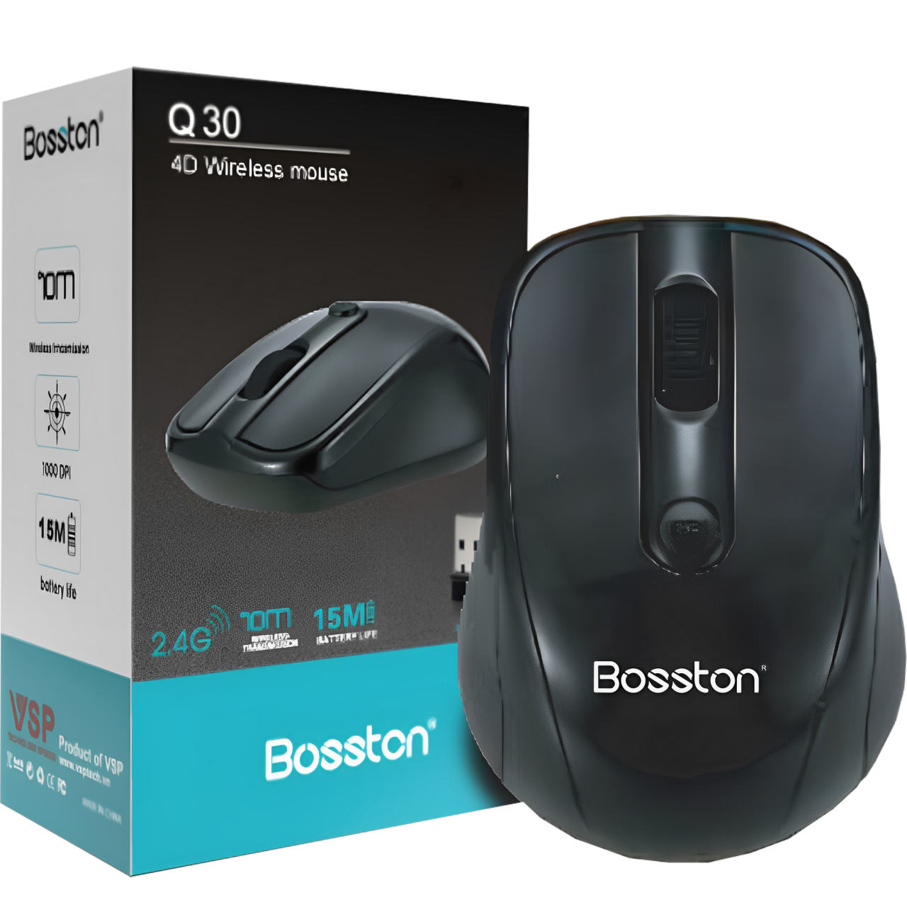 Mouse Không Dây Bosston Q30 Không Dây Màu Đen